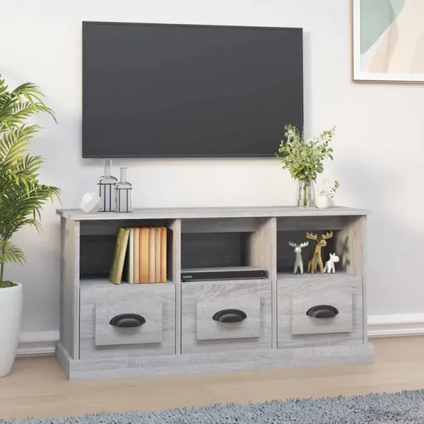 Gossi comoda tv, gri sonoma, 100x35x50 cm, lemn prelucrat