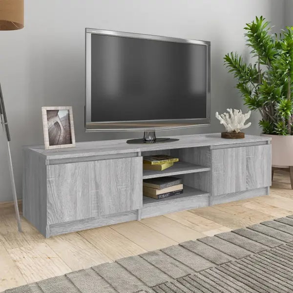 Gossi comoda tv, gri sonoma, 140x40x35,5 cm, lemn prelucrat
