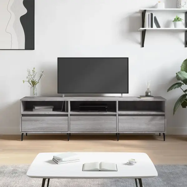 Gossi comoda tv, gri sonoma, 150x30x44,5 cm, lemn prelucrat