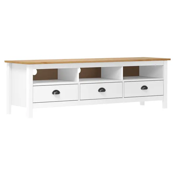 Gossi comoda tv hill, alb, 158x40x47 cm, lemn masiv de pin
