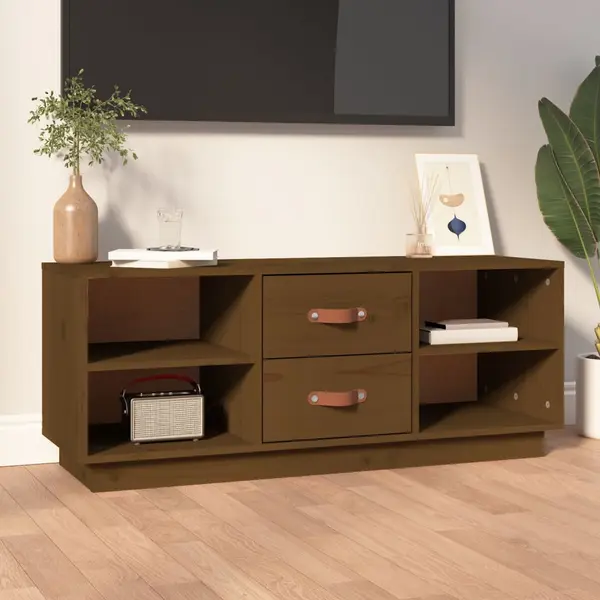 Gossi comoda tv, maro miere, 100x34x40 cm, lemn masiv de pin