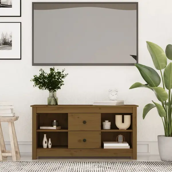 Gossi comoda tv, maro miere, 103x36,5x52 cm, lemn masiv de pin