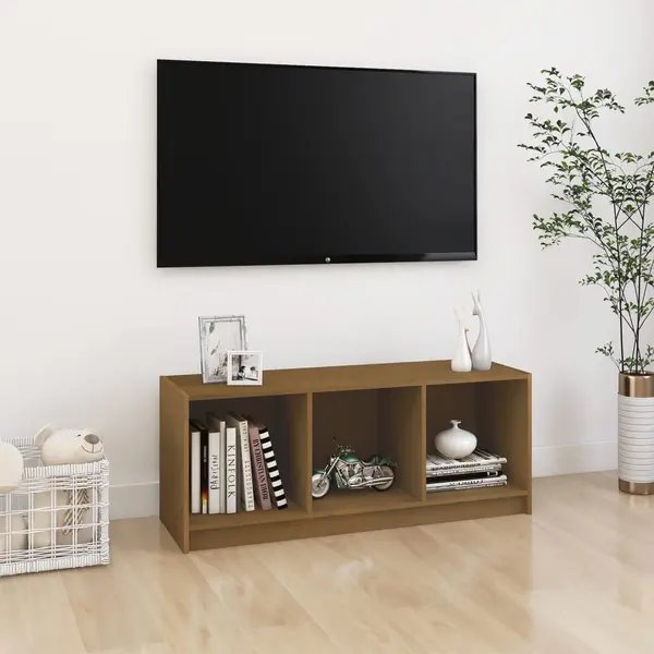 Gossi comoda tv, maro miere, 104x33x41 cm, lemn masiv de pin