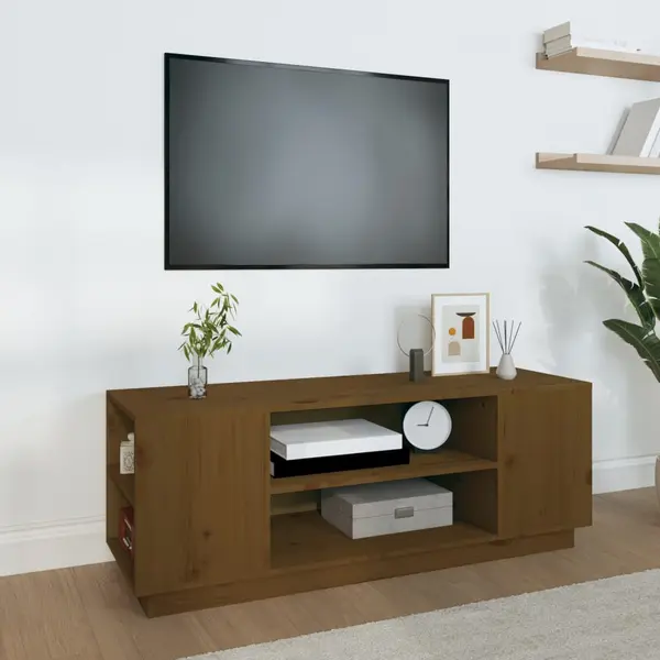 Gossi comoda tv, maro miere, 110x35x40,5 cm, lemn masiv de pin