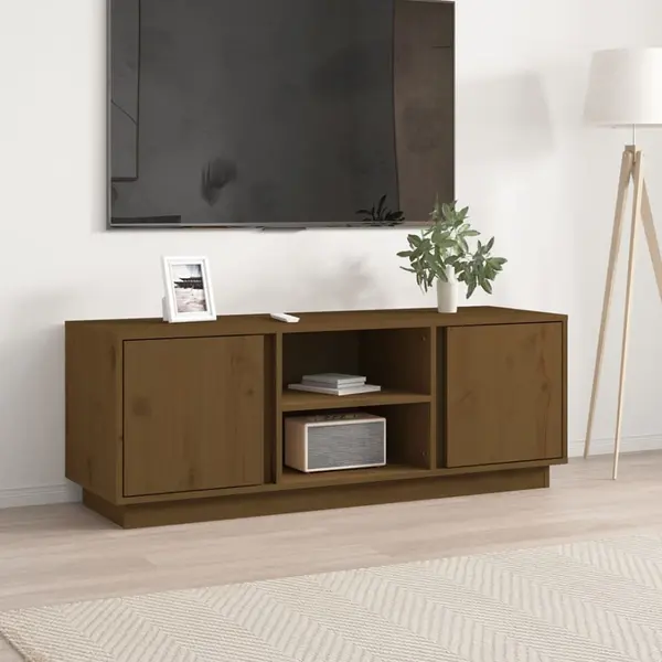 Gossi comoda tv, maro miere, 110x35x40,5 cm, lemn masiv de pin