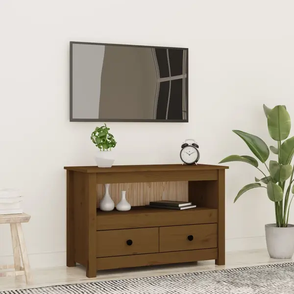 Gossi comoda tv, maro miere, 79x35x52 cm, lemn masiv de pin