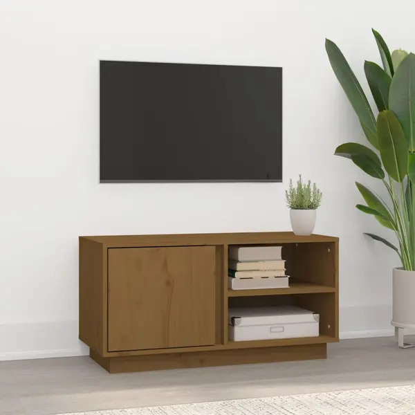 Gossi comoda tv, maro miere, 80x35x40,5 cm, lemn masiv de pin