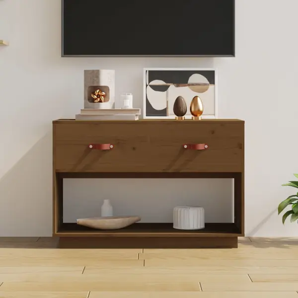 Gossi comoda tv, maro miere, 90x40x60 cm, lemn masiv de pin