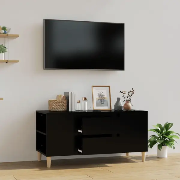Gossi comoda tv, negru, 102x44,5x50 cm, lemn prelucrat