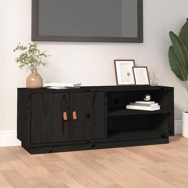 Gossi comoda tv, negru, 105x34x40 cm, lemn masiv de pin