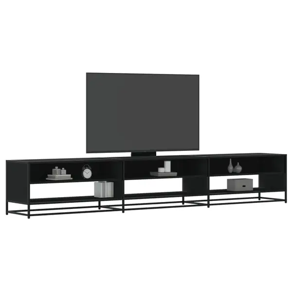 Gossi comoda tv, negru, 270x40x46 cm, lemn prelucrat