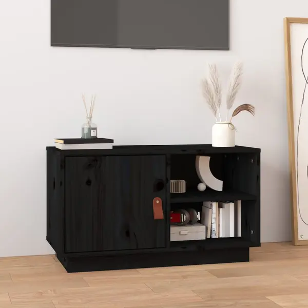 Gossi comoda tv, negru, 70x34x40 cm, lemn masiv de pin