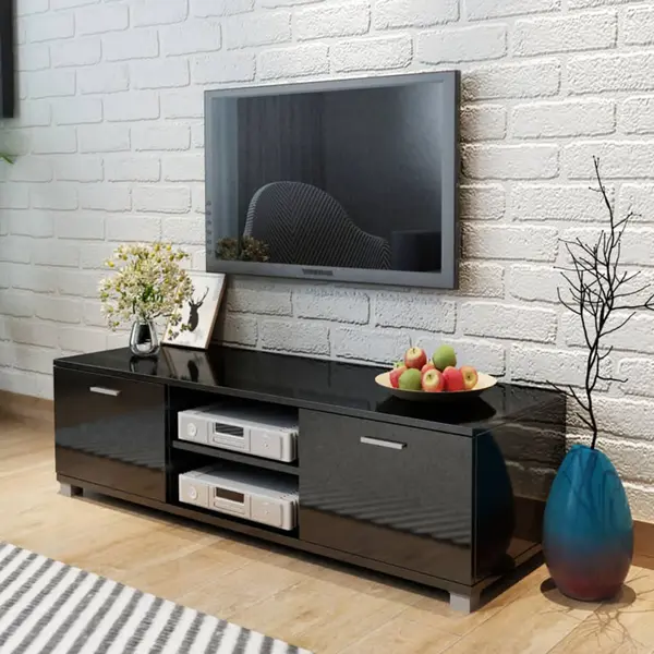 Gossi comoda tv, negru extralucios, 140 x 40,3 x 34,7 cm