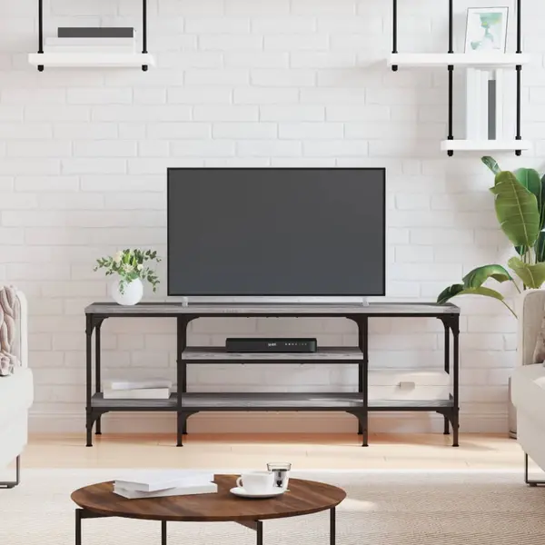 Gossi comoda tv, sonoma gri, 121x35x45 cm, lemn prelucrat & fier