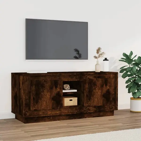 Gossi comoda tv, stejar afumat, 102x35x45 cm, lemn prelucrat