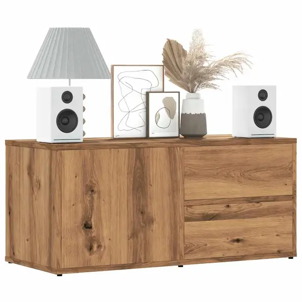 Gossi comoda tv, stejar artizanal, 80x34x35,5 cm, lemn prelucrat