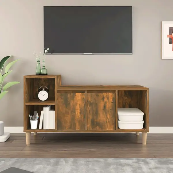 Gossi comoda tv, stejar fumuriu, 100x35x55 cm, lemn prelucrat