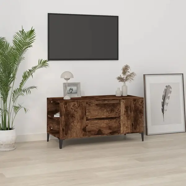 Gossi comoda tv, stejar fumuriu, 102x44,5x50 cm, lemn prelucrat