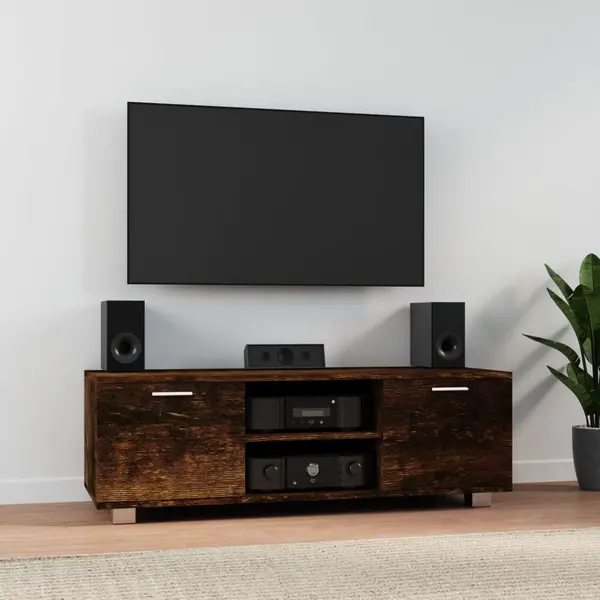 Gossi comoda tv, stejar fumuriu, 120x40,5x35 cm, lemn prelucrat