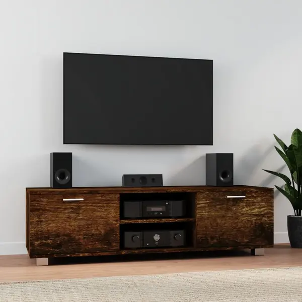 Gossi comoda tv, stejar fumuriu, 140x40,5x35 cm, lemn prelucrat