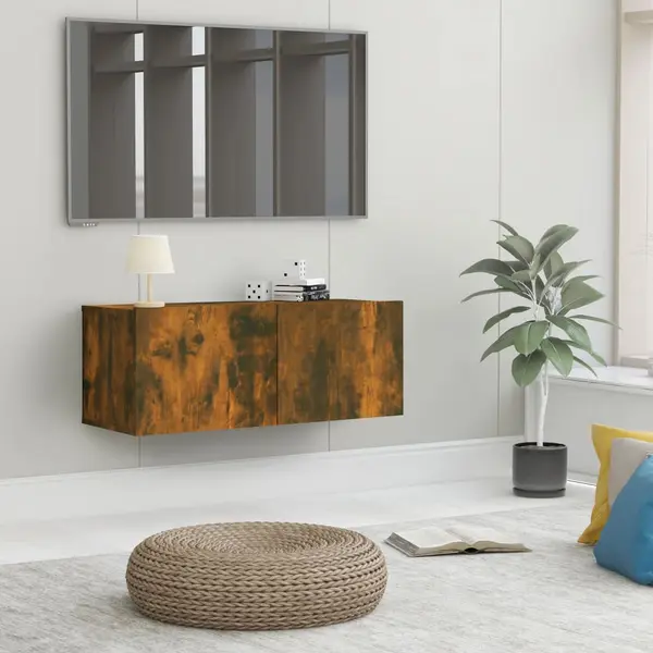 Gossi comoda tv stejar fumuriu 80x30x30 cm lemn prelucrat