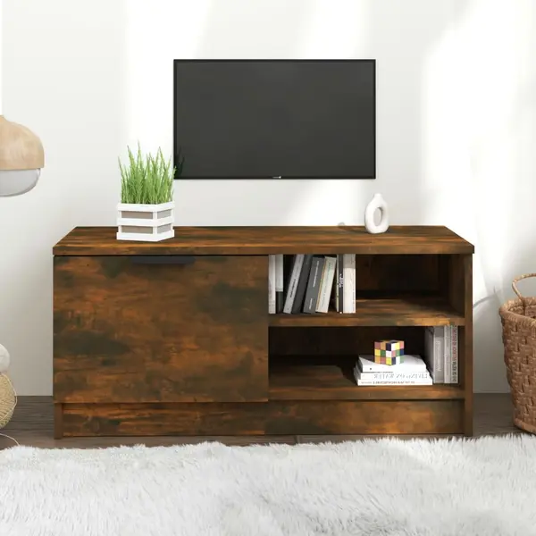 Gossi comoda tv, stejar fumuriu, 80x35x36,5 cm, lemn prelucrat