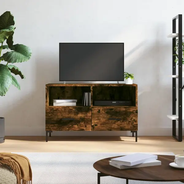Gossi comoda tv, stejar fumuriu, 80x36x50 cm, lemn prelucrat