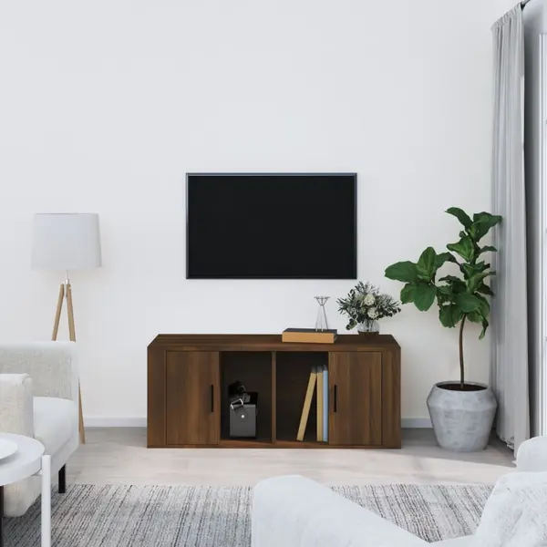 Gossi comoda tv, stejar maro, 100x35x40 cm, lemn prelucrat