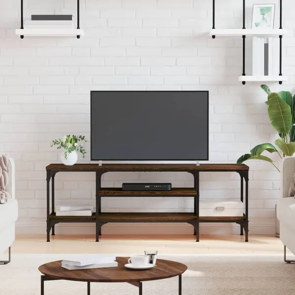 Gossi comoda tv, stejar maro, 121x35x45 cm, lemn prelucrat & fier