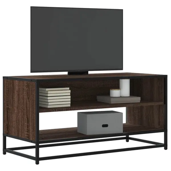 Gossi comoda tv, stejar maro, 91x40x46 cm lemn prelucrat si metal