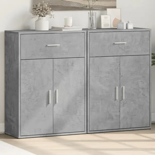 Gossi comode, 2 buc., gri beton, 60x30x84 cm, lemn compozit