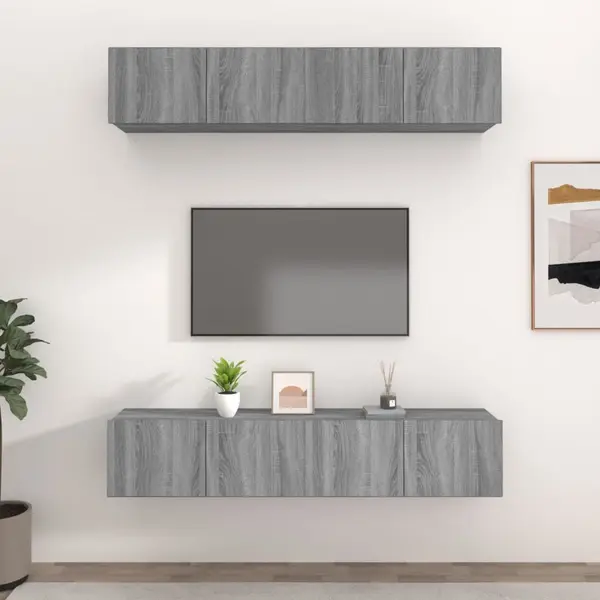 Gossi comode tv, 4 buc., gri sonoma, 80x30x30 cm, lemn prelucrat
