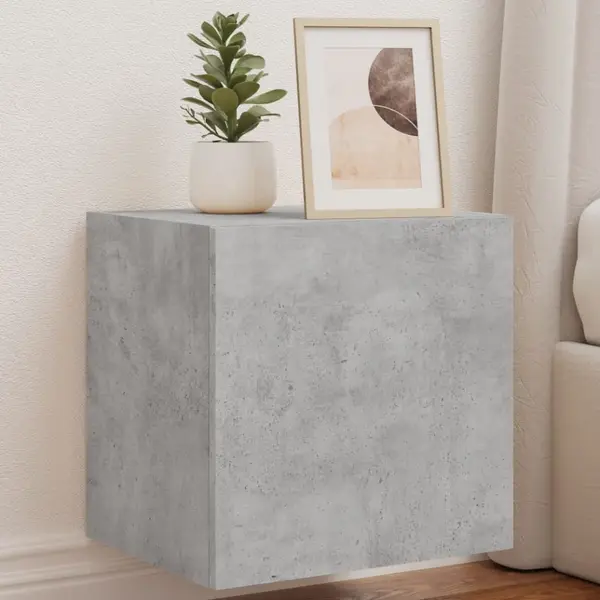 Gossi comode tv de perete cu lumini led 2 buc. gri beton 40,5x35x40cm