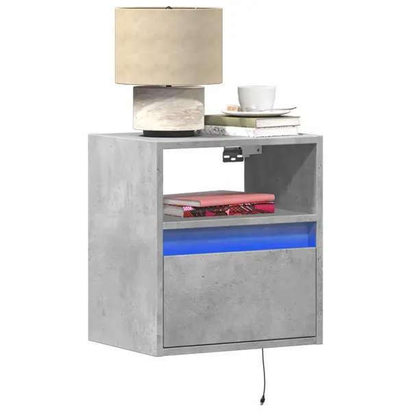 Gossi comode tv de perete cu lumini led 2 buc. gri beton 41x31x45 cm