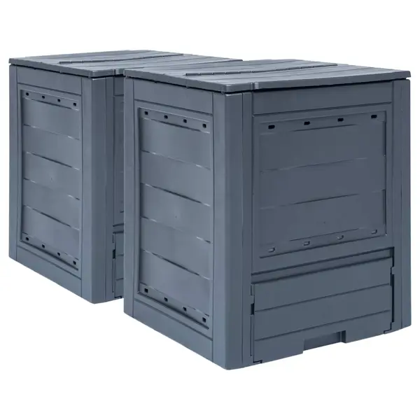 Gossi compostoare de gradina, 2 buc., gri, 60 x 60 x 73 cm, 520 l