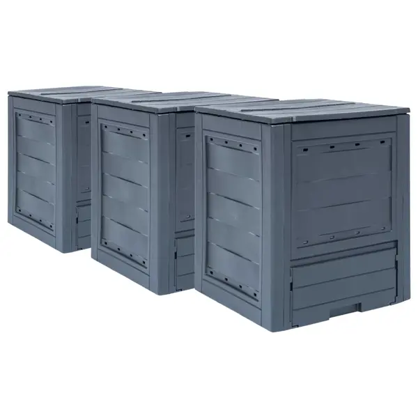Gossi compostoare de gradina, 3 buc., gri, 60 x 60 x 73 cm, 780 l