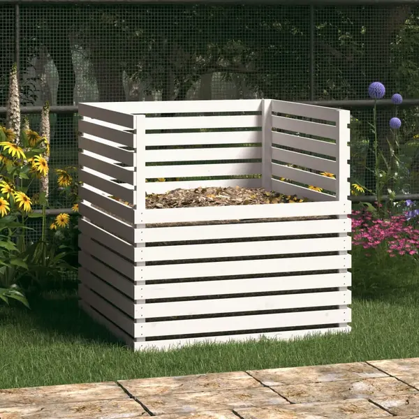 Gossi compostor, alb, 100x100x102 cm, lemn masiv de pin