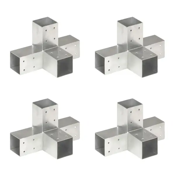 Gossi conectori de grinda, forma x, 4 buc, 71x71 mm, metal galvanizat