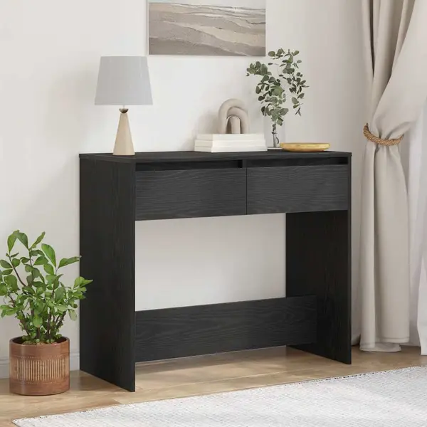 Gossi consola stejar negru 89x41x76,5 cm lemn prelucrat