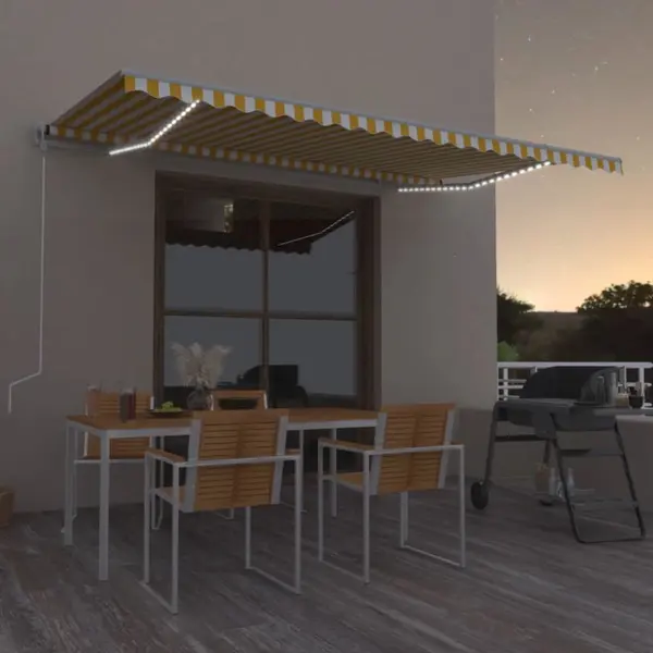 Gossi copertina automata cu led & senzor vant, galben&alb, 500x350 cm