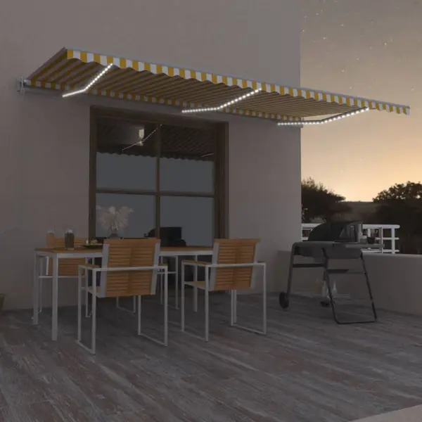 Gossi copertina automata cu senzor vant & led, galben&alb, 600x300 cm