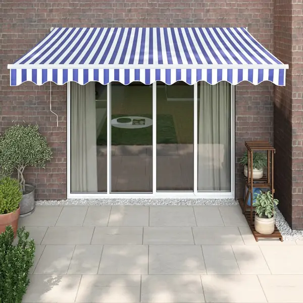 Gossi copertina automata retractabila, albastru si alb, 3,5x2,5 m