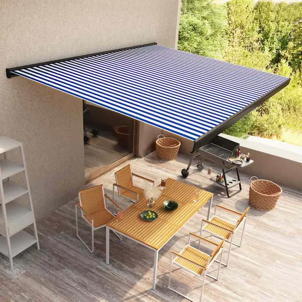 Gossi copertina motorizata tip caseta, albastru si alb, 400 x 300 cm