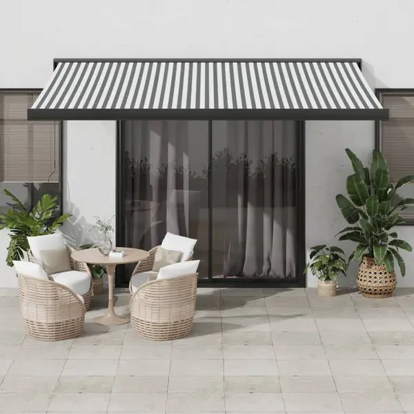 Gossi copertina retractabila antracit/alb, 4x3 m, textil/aluminiu