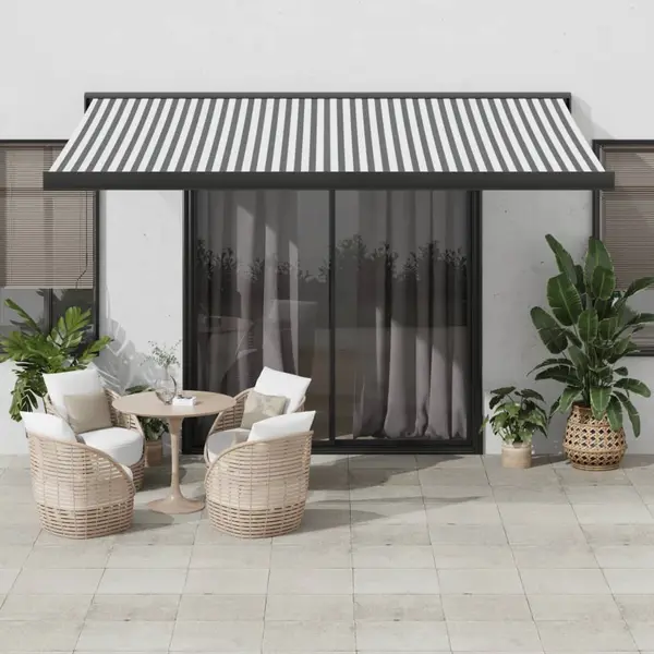 Gossi copertina retractabila antracit/alb, 4x3 m, textil/aluminiu