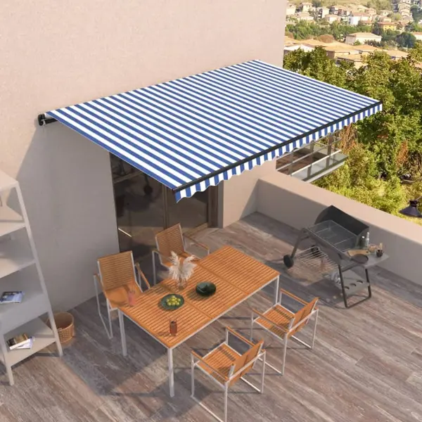 Gossi copertina retractabila automat, albastru si alb, 500x350 cm