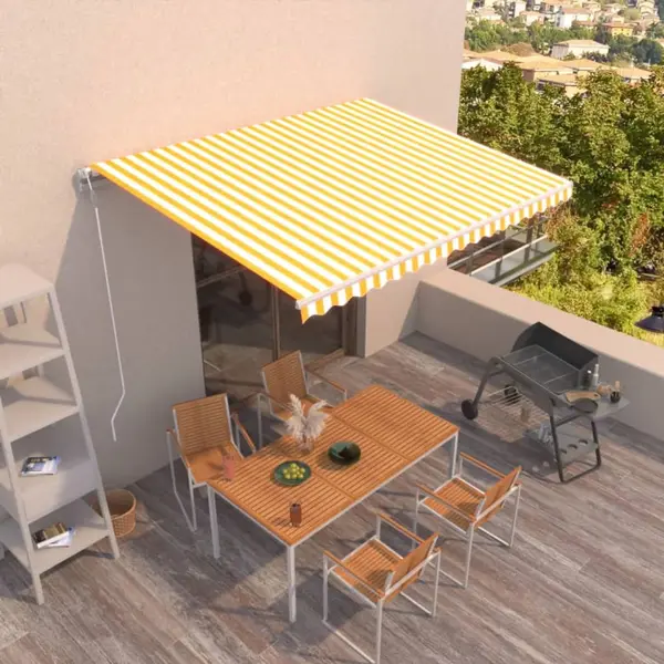 Gossi copertina retractabila automat, galben si alb, 450x350 cm