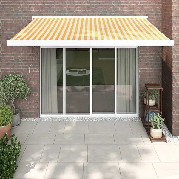 Gossi copertina retractabila, galben/alb, 3x2,5 m, textil/aluminiu