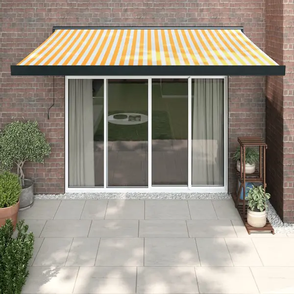 Gossi copertina retractabila, galben/alb, 3x2,5 m, textil/aluminiu