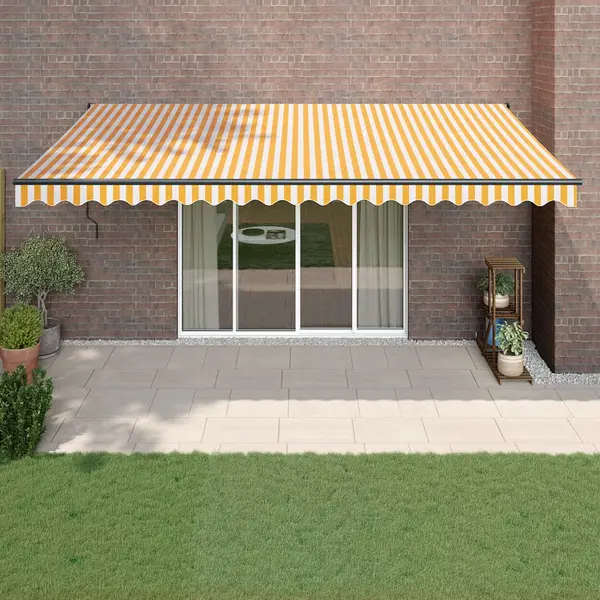 Gossi copertina retractabila, galben/alb, 5x3 m, textil/aluminiu